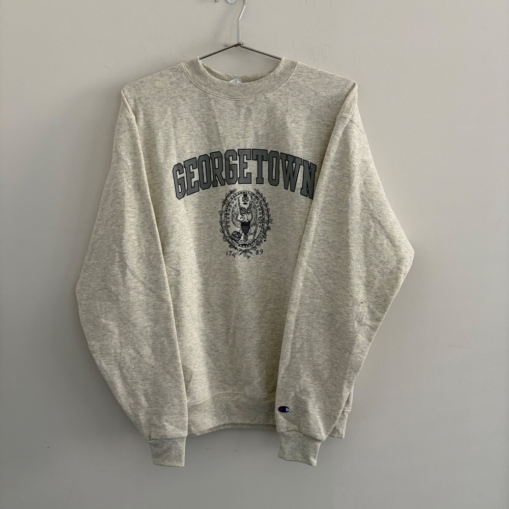 Champion Georgetown University Crewneck Sweatshirt Gray Mens Medium